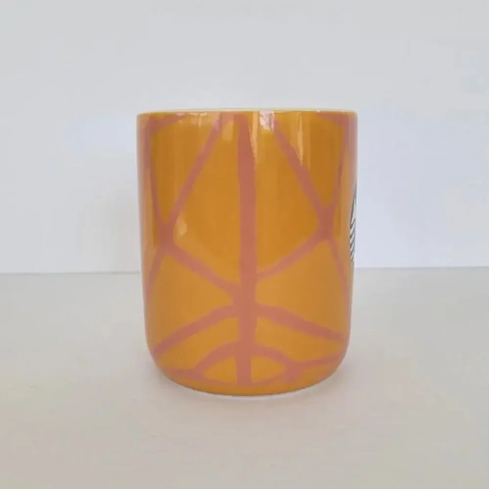 Starbucks 2021 Retro Geometric Ceramic Mug Orange Pink 15 oz Coffee Tea Cup